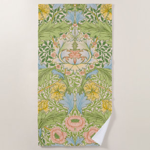 Wm Morris Myrtle Floral Art Nouveau Pastel Beach Towel
