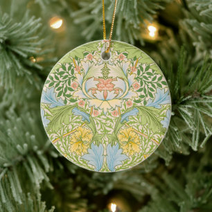 Wm Morris Myrtle Floral Art Nouveau Pastel Ceramic Ornament
