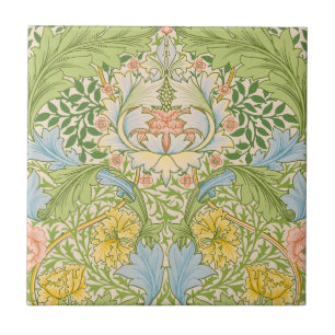 Wm Morris Myrtle Floral Art Nouveau Pastel Ceramic Tile