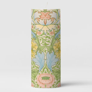 Wm Morris Myrtle Floral Art Nouveau Pastel Pillar Candle