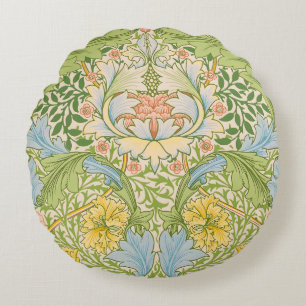 Wm Morris Myrtle Floral Art Nouveau Pastel Round Pillow