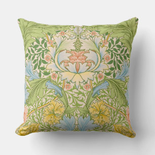 Wm Morris Myrtle Floral Art Nouveau Pastel Throw Pillow
