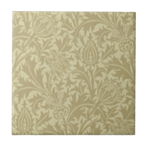 Wm Morris Ochre Thistle Arts & Crafts Repro Tile