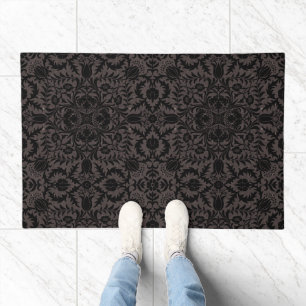 Wm Morris Seamless Vine Black Charcoal Pattern Doormat