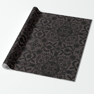 Wm Morris Seamless Vine Black Charcoal Pattern Wrapping Paper