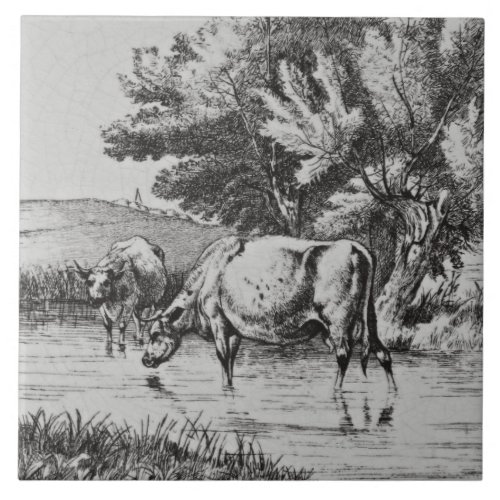 Wm Wise Minton Farm Animals Cows Tile Repro c 1879