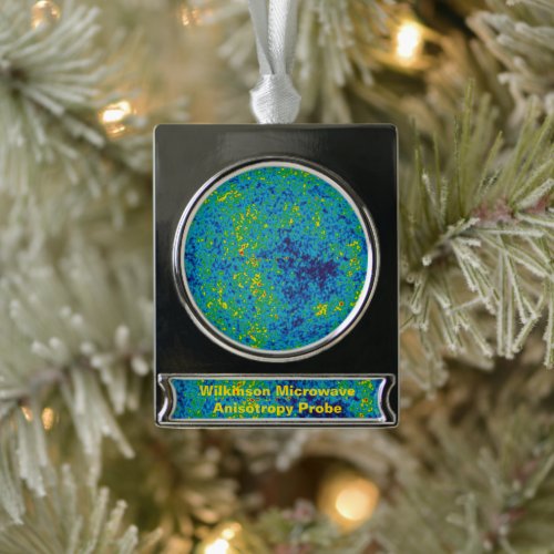 WMAP Microwave Anisotropy Probe Universe Map Silver Plated Banner Ornament