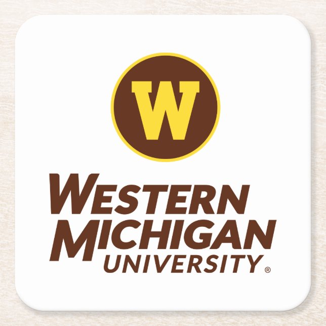 WMU | Circle Logo Square Paper Coaster (Front)