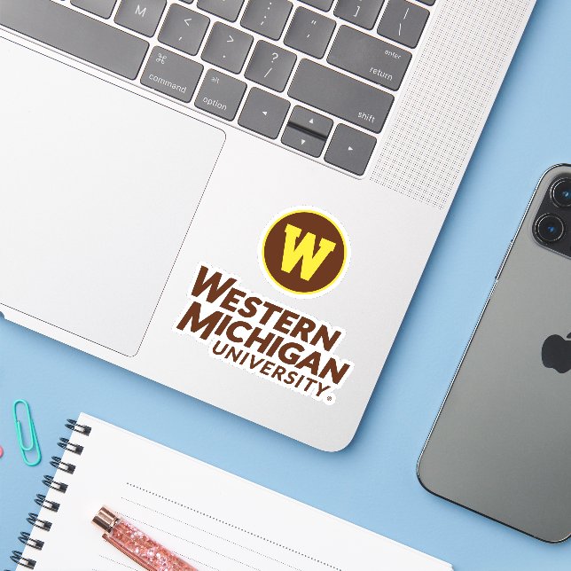 WMU | Circle Logo Sticker (Laptop w/ iPhone)