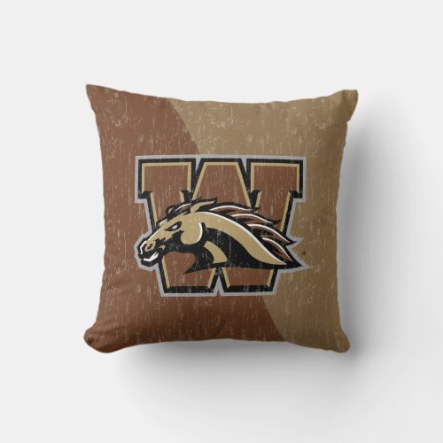 WMU Color Block Distressed Throw Pillow