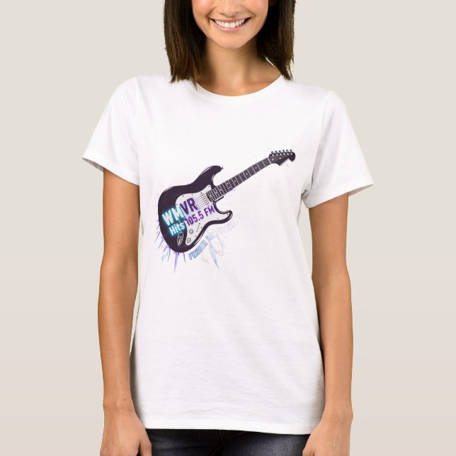 WMVR 105.5 FM: Electrified Rock Guitar T-Shirt (Front)