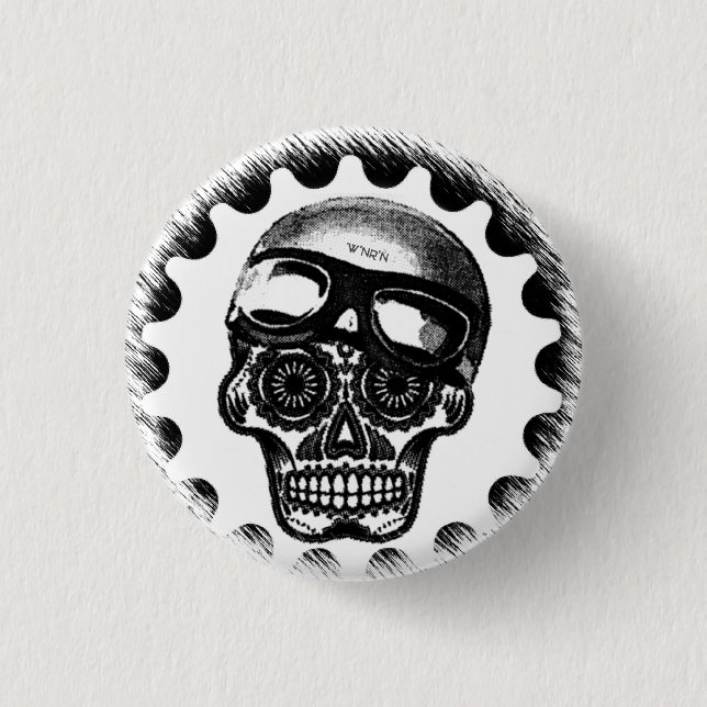 W'nR'n Sugar Skull Cafe Racer Pinback Button (Front)