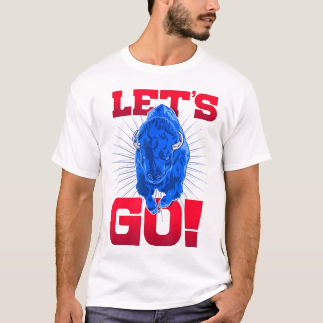 WNY Pride Red & Blue Buffalo Let's Go Buffalo T-Shirt (Front)