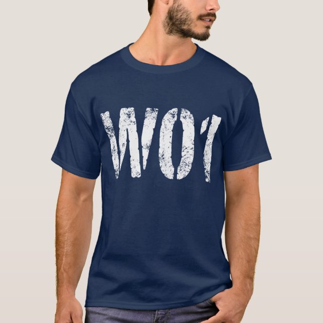WO1 rank white distressed print T-Shirt (Front)