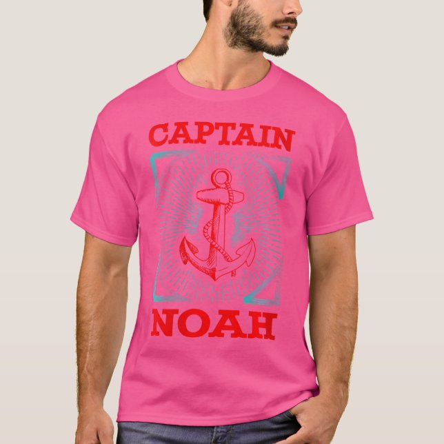 Wo Captain Noah Personalized Name Seaman Boating T T-Shirt (Front)
