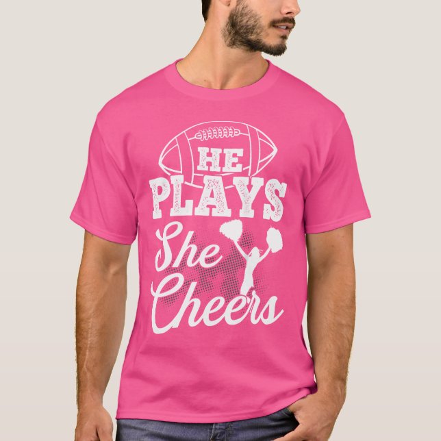 Wo Cheer Mom Football Son Cheerleading Daugher Che T-Shirt (Front)