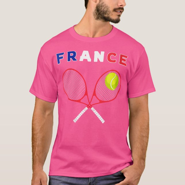 Wo France Flag Tennis Ball Racket Sport Fans Playe T-Shirt (Front)