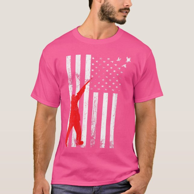 Wo Gun Rifle Duck Hunting American Flag T-Shirt (Front)
