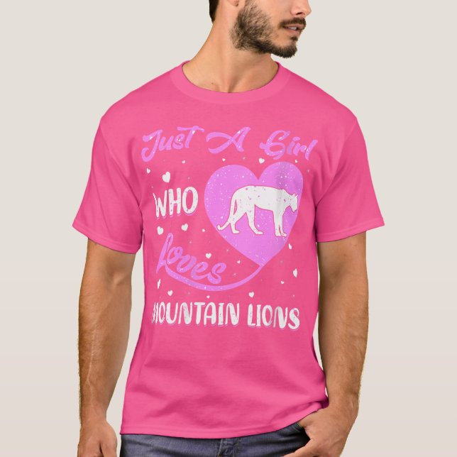 Wo Heart Love Mountain Lion Just A Girl Who Loves  T-Shirt (Front)