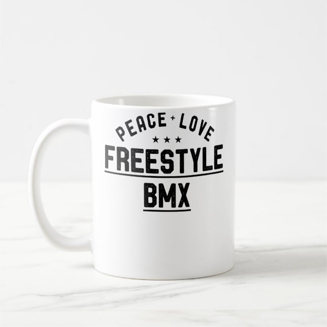 Wo Peace Love FreeBmx FreeBmx Rider Coffee Mug (Left)