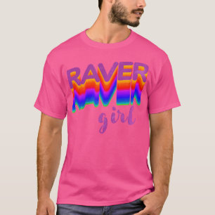 Wo Raver Girl Colorful For House Rave Edm Festival T-Shirt