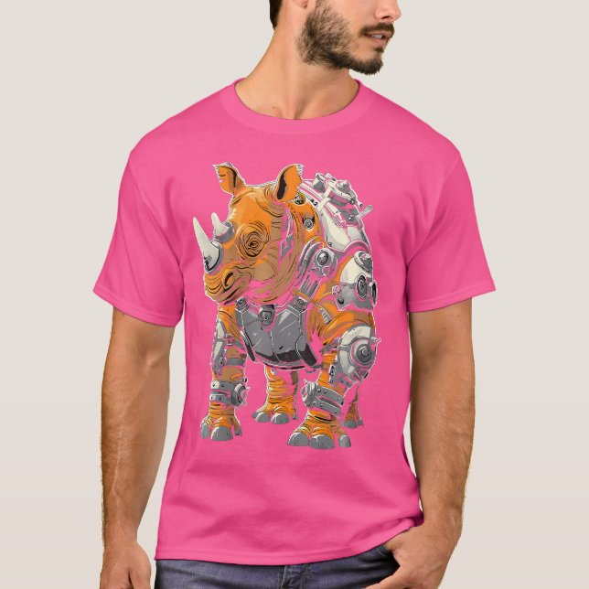Wo Steam Punk Rhinoceros Steampunk Art T-Shirt (Front)