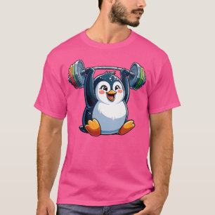 Wo Strong Penguin Lifting Barbell Gym Inspiration T-Shirt