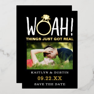 Woah Modern Photo Save The Date Real Foil Invitation
