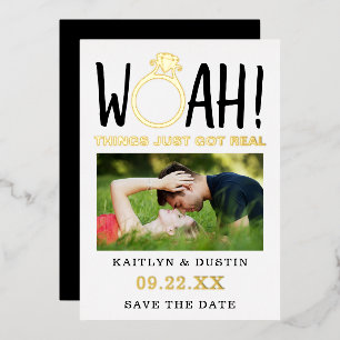 Woah Modern Photo Save The Date Real Foil Invitation
