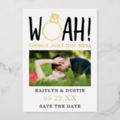 Woah Modern Photo Save The Date Real Foil Invitation (Front)