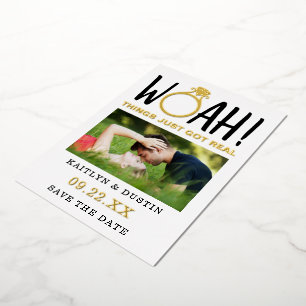 Woah Modern Photo Save The Date Real Foil Invitation