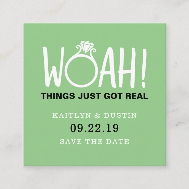 Woah Save The Date Enclosure Card (Front)
