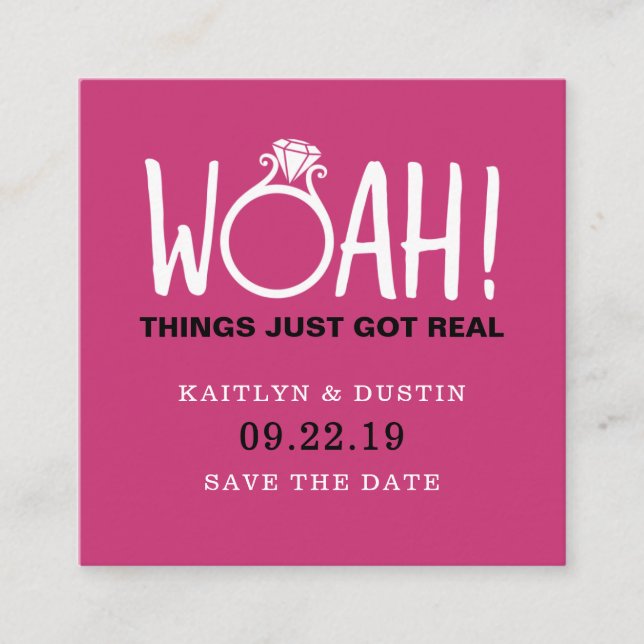 Woah Save The Date Enclosure Card (Front)