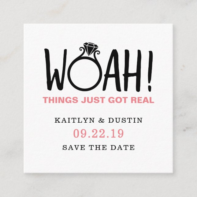 Woah Save The Date Enclosure Card (Front)
