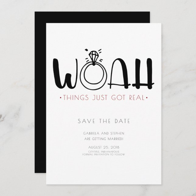 Woah This Just Got Real | Funny Save the Date Invitation (Front/Back)