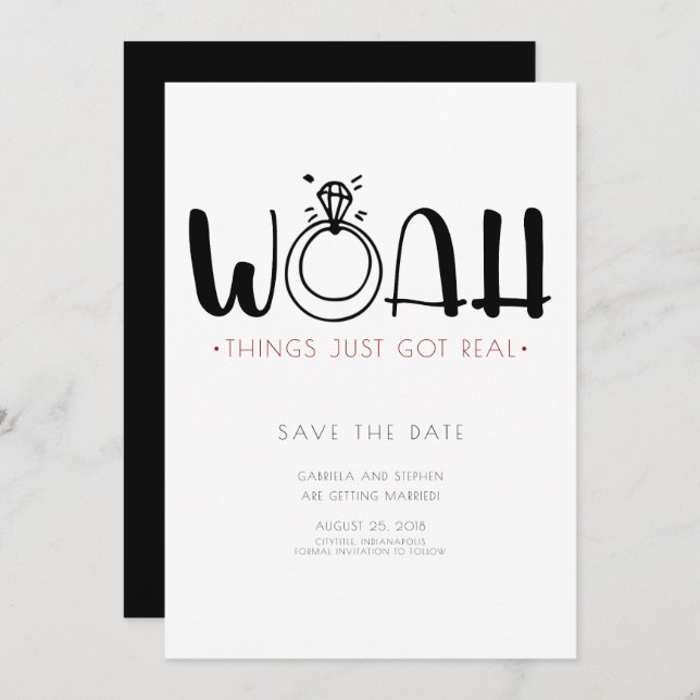 Woah This Just Got Real | Funny Save the Date Invitation (Front/Back)