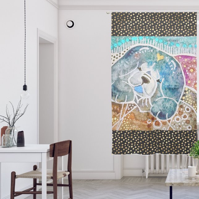 WOBBLE-ROCK Chow dog SHEER curtain 50x84" (Living Room)