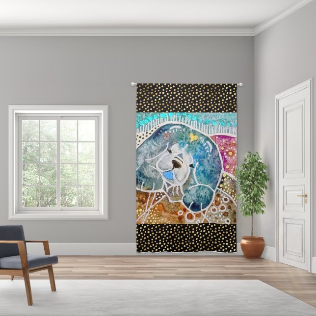 WOBBLE-ROCK Chow dog watercolor batik  50x84" Blackout Curtains (Wide)