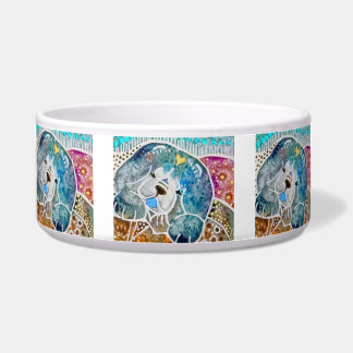 WOBBLE-ROCK Chow dog watercolor batik dog bowl
