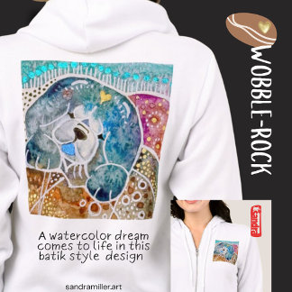 WOBBLE-ROCK Chow dog watercolor batik Hoodie