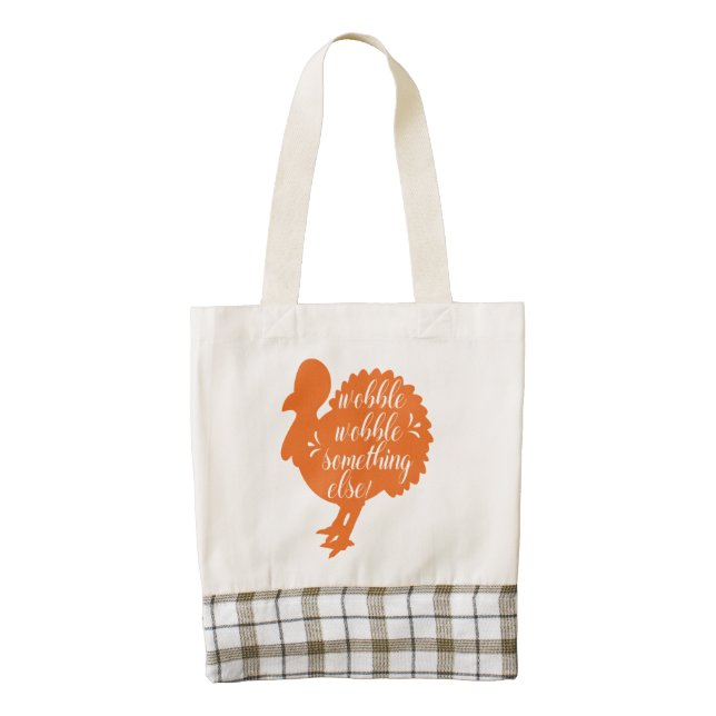 Wobble Wobble Something Else Funny Turkey Quote Zazzle HEART Tote Bag (Front)
