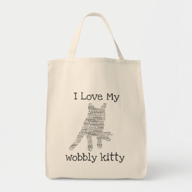 Wobbly Kitty CH Cat Tote Bag Market Bag (Front)