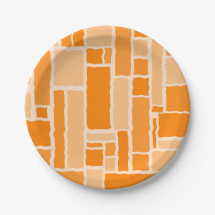 Wobbly Modulus Retro Modern Geometric Orange Paper Plates