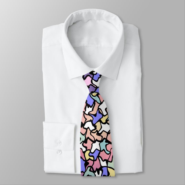 Wobbly Pastel Tone Tiles Neck Tie (Tied)