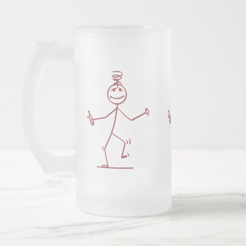 Wobbly Stick Figure Frosted Glass Mug