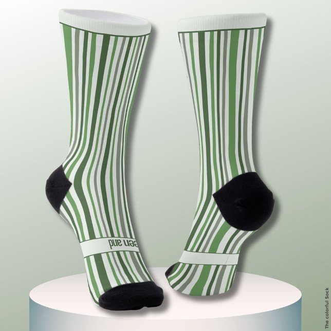 Wobbly Stripes, Green and White Socks (Creator Uploaded)