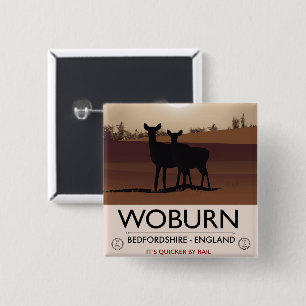 Woburn - Bedfordshire Vintage style travel poster. Button