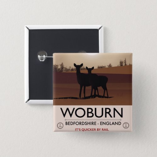 Woburn _ Bedfordshire Vintage style travel poster Button