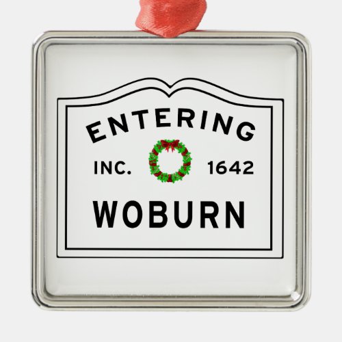 Woburn MA Holiday Wreath Metal Ornament