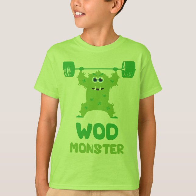 WOD Monster (Cute Barbell Snatch Monster) T-Shirt (Front)